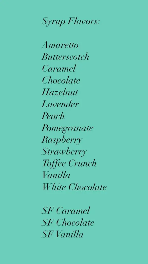 syrup flavor list